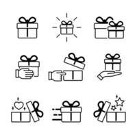 Colección de iconos de caja de regalo aislado en imagen vectorial blanca vector