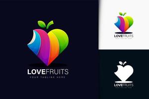 diseño de logotipo de fruta de amor colorido vector