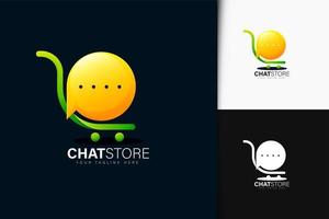 diseño de logotipo de tienda de chat con degradado vector