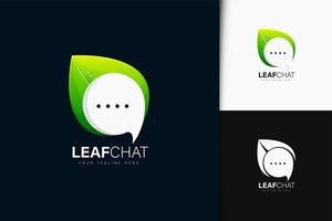 Leaf chat logo design with gradient vector