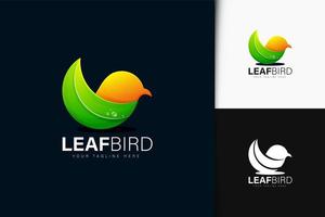 diseño de logotipo de pájaro de hoja con degradado vector