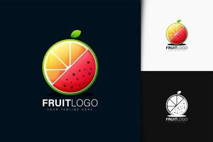 diseño de logotipo de fruta naranja y sandía vector