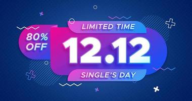 1212 single's day sale text with colorful background vector