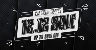 1212 discount sale, 3d black and white sale banner with editable text vector
