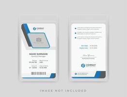 Cédula de identidad de oficina profesional minimalista con color azul. vector