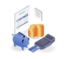 Saving money for invoice reports vector