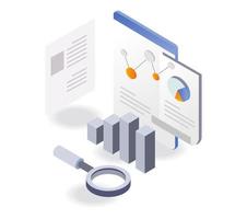 Analytic datasheets and pie charts vector