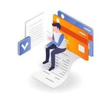 Ease of paying online and atm in isometric illustration vector