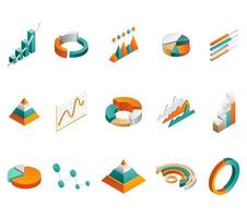 Graphic diagrams  3d charts  pie charts and isometric elements for business infographics vector