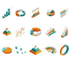 diagramas gráficos gráficos 3d gráficos circulares y elementos isométricos para infografías de negocios vector