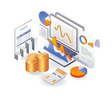 Financial analysis data on investment business results and invoice reports vector