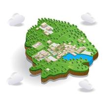 View of forest roads and buildings on landscape map vector
