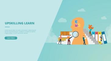 upskilling learn concept for website landing homepage template banner or slide presentation vector