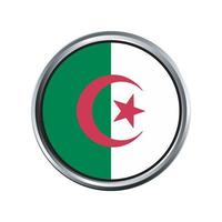 algeria Flag with silver circle chrome Frame Bevel vector