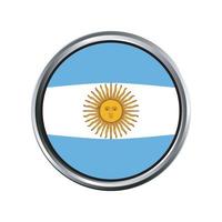 Bandera argentina con bisel de marco cromado de círculo plateado vector