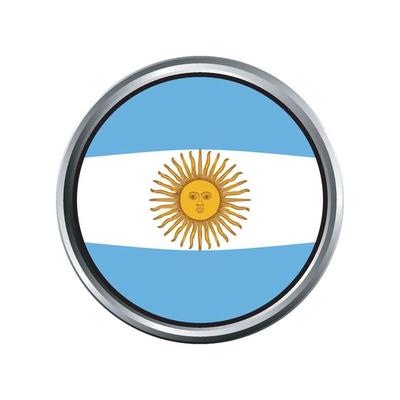 argentina Flag with silver circle chrome Frame Bevel