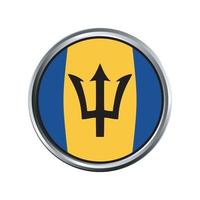 barbados Flag with silver circle chrome Frame Bevel vector