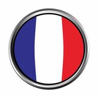 france Flag with silver circle chrome Frame Bevel vector