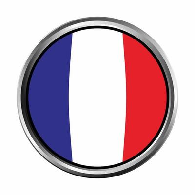 france Flag with silver circle chrome Frame Bevel