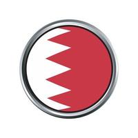 Bandera de Bahrein con bisel de marco cromado de círculo plateado vector