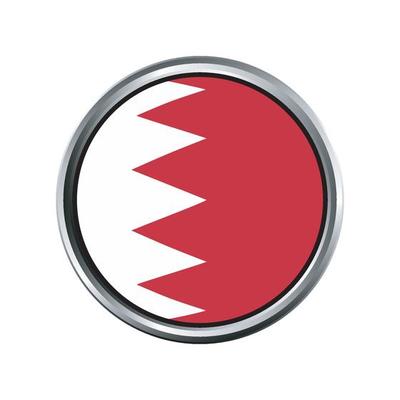 bahrain Flag with silver circle chrome Frame Bevel