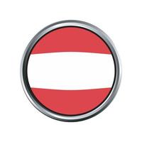 austria Flag with silver circle chrome Frame Bevel vector