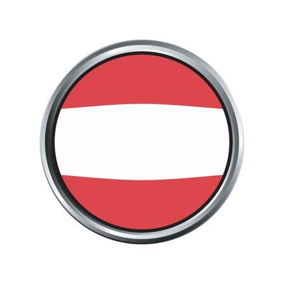 austria Flag with silver circle chrome Frame Bevel