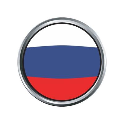 russia Flag with silver circle chrome Frame Bevel