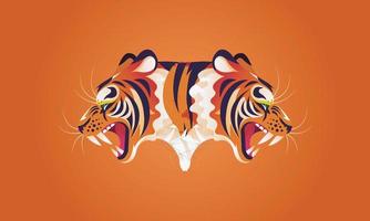 cartoon exotic tiger in trendy craft paper graphic style. Modern design for advertising, branding, greeting cards, covers, posters, banners. Vector illustration