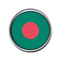 Bandera de Bangladesh con bisel de marco cromado de círculo plateado vector
