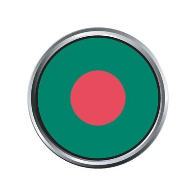 bangladesh Flag with silver circle chrome Frame Bevel