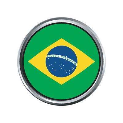 brazil Flag with silver circle chrome Frame Bevel