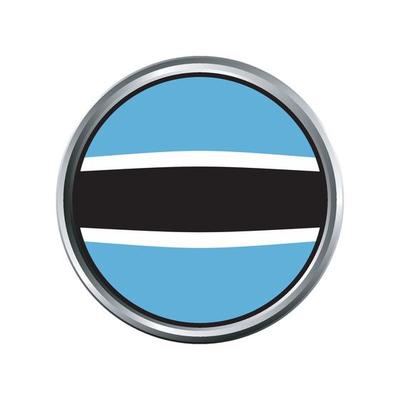 botswana Flag with silver circle chrome Frame Bevel