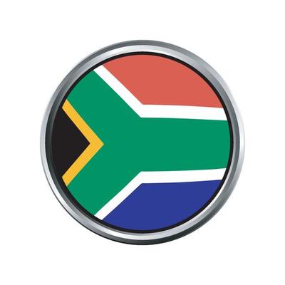 south africa Flag with silver circle chrome Frame Bevel