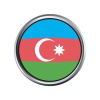 AZERBAIJAN Flag with silver circle chrome Frame Bevel vector