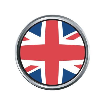 united kingdom Flag with silver circle chrome Frame Bevel