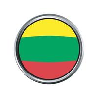 lithuania Flag with silver circle chrome Frame Bevel vector