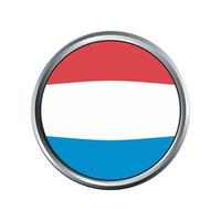 Bandera de Luxemburgo con bisel de marco cromado de círculo plateado vector