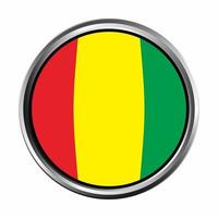 Bandera de Guinea con bisel de marco cromado de círculo plateado vector