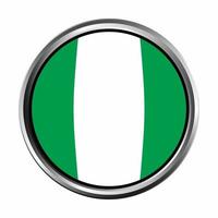 Nigeria Flag with silver circle chrome Frame Bevel vector
