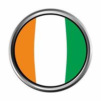 IVORY COAST Flag with silver circle chrome Frame Bevel vector