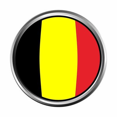 belgium Flag with silver circle chrome Frame Bevel