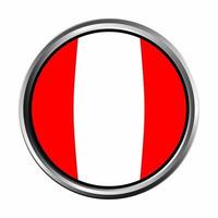 Peru Flag with silver circle chrome Frame Bevel vector