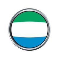 sierra leone Flag with silver circle chrome Frame Bevel vector