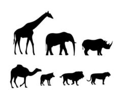 Set of silhouettes of wild animals vector