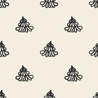 seamless simple monochrome  pattern background with hand draw line art pine tree vector