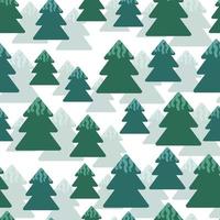 seamless christmas event pattern background with hand draw green pine tree vector