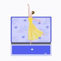 Music box with a dancing ballerina vector