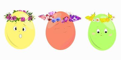 Three colorful eggs to the wreath vector