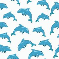 Seamless pattern with dolphins of different sizes vector